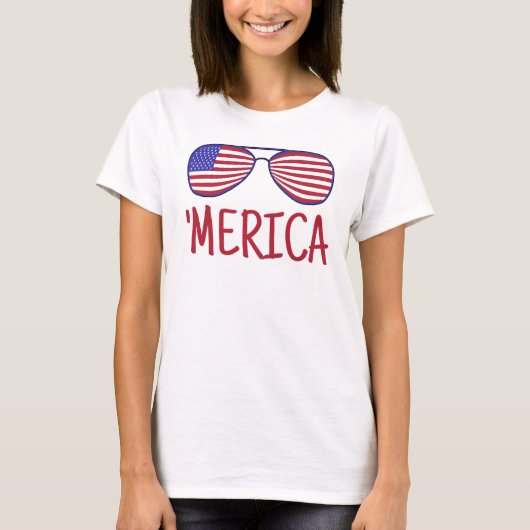 "Merica 4th of julbril T-shirt (Voorkant)