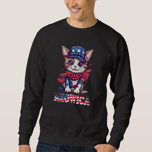 Merica 4th of July Meowica Kitty Cat American Flag Trui (Voorkant)