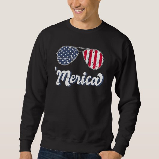 Merica 4th Of July Vintage American Flag Trui (Voorkant)