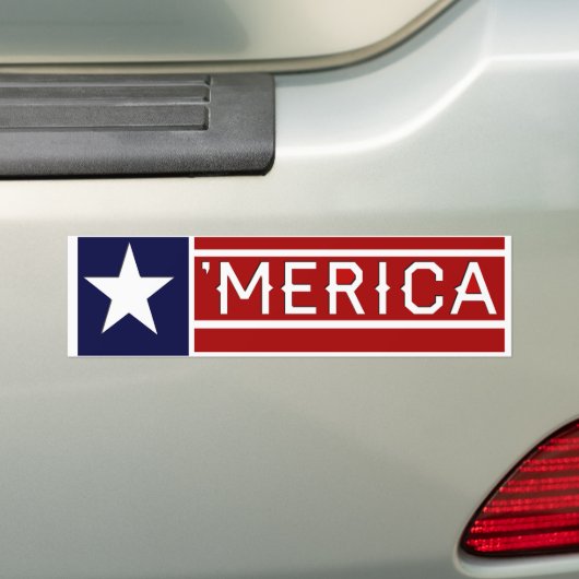 MERICA - Aanpasbare tekst voor Vlag van de VS Bumpersticker (Op auto)