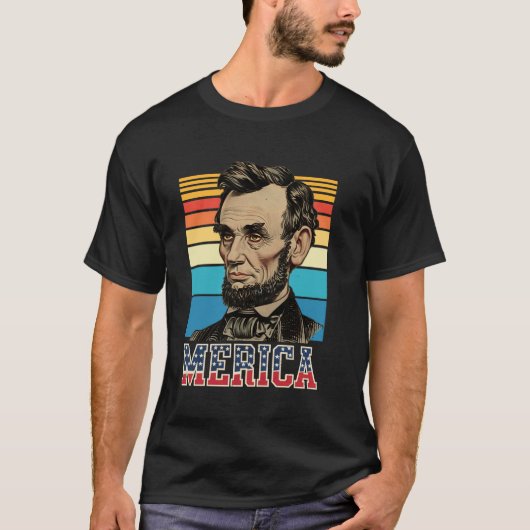Merica Abe Abraham Lincoln - 4 juli T-shirts (Voorkant)