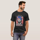 Merica Abe Lincoln 4 juli Man Amerikaanse vlag M T-shirt (Voorkant volledig)