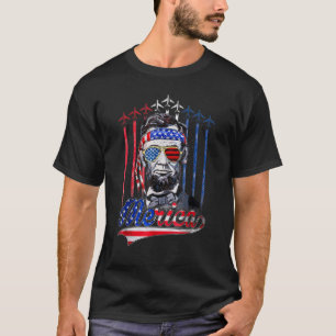 Merica Abraham Lincoln 4 juli Amerikaanse vlag M T-shirt