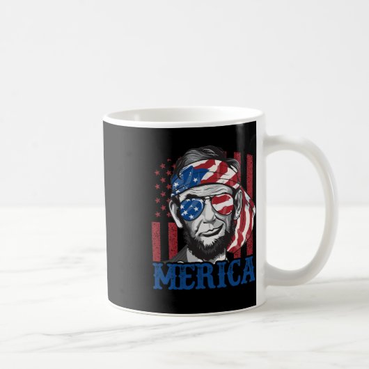 Merica Abraham Lincoln 4 juli Shirt Mannen Ameri Koffiemok (Rechts)