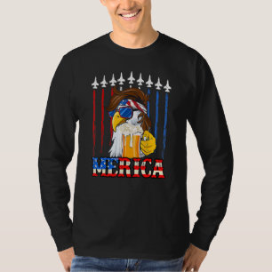 merica adelaar met bier amerikaanse vlag 4th van j t-shirt