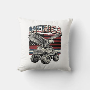 Merica Adelaar Monster Truck Vintage Patriottisch Kussen