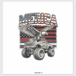Merica Adelaar Monstertruck Vintage Patriottisch Sticker