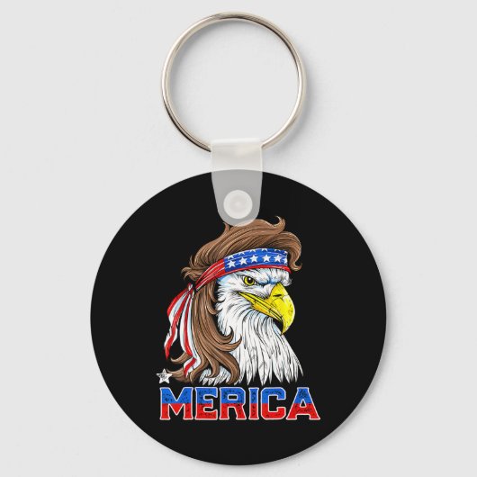 Merica Adelaar Mullet 4 juli Mannen Vrouwen Amerik Sleutelhanger (Voorkant)