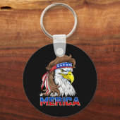 Merica Adelaar Mullet 4 juli Mannen Vrouwen Amerik Sleutelhanger (Voorkant)