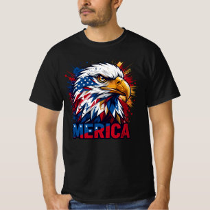 Merica Adelaar Patriottisch USA Vintage Grafisch T-shirt