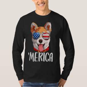 Merica Akita Inu Dog 4 juli Amerikaanse vlag T-shirt