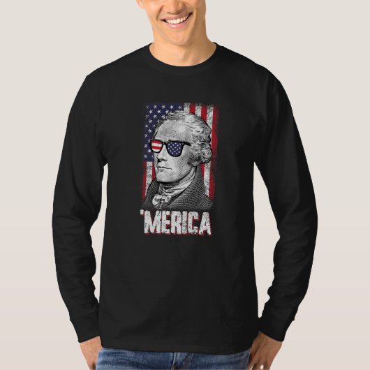 Merica Alexander Hamilton, 4 juli Amerikaanse Fla T-shirt (Voorkant)
