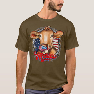 Merica America Koe Farmer 4 juli Freedom Amer T-shirt