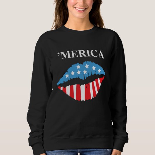 Merica American flag lipstick, 4 juli C Trui (Voorkant)