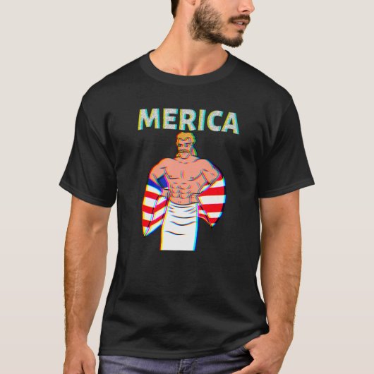 Merica American Mullet Business In Front Party In  T-shirt (Voorkant)