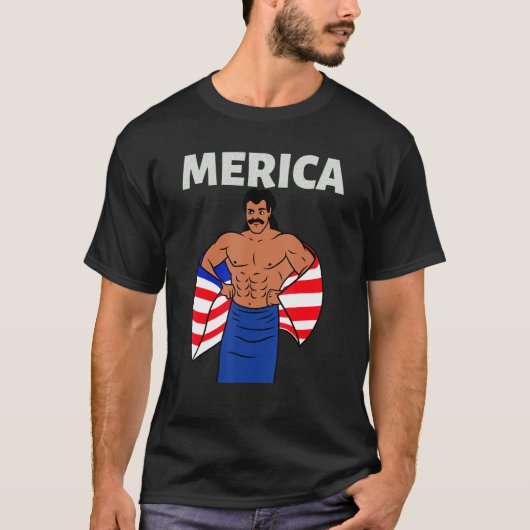 Merica American Mullet Business In Front Party In  T-shirt (Voorkant)