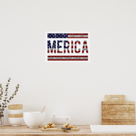 MERICA - American Pride Slang USA Flag Poster (Keuken)