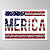 MERICA - American Pride Slang USA Flag Poster (Voorkant)