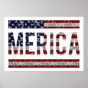 MERICA - American Pride Slang USA Flag Poster