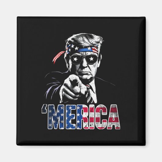 Merica Amerika Grappig Trump 4 juli  Magneet (Voorkant)