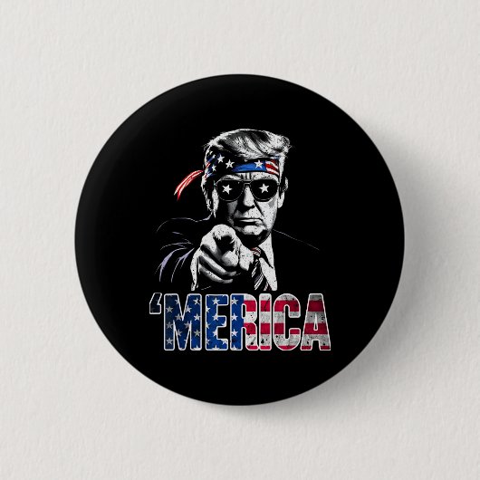 Merica Amerika Grappig Trump 4 juli  Ronde Button 5,7 Cm (Voorkant)