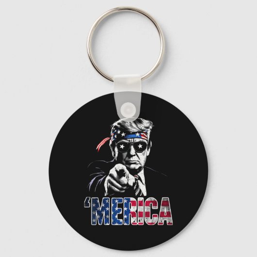 Merica Amerika Grappig Trump 4 juli Sleutelhanger (Voorkant)