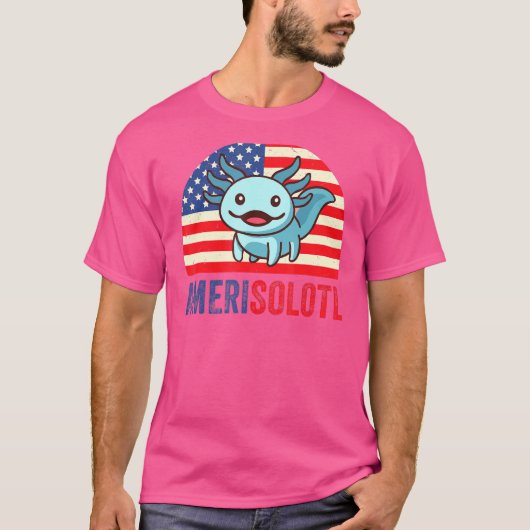 Merica Axolotl 4 juli vs vlag patriottische Axolo T-shirt (Voorkant)