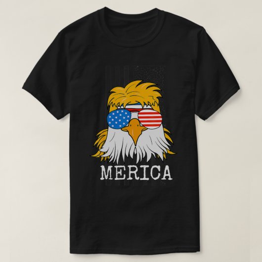 Merica Bald Eagle 4 juli Mullet American Flag T-shirt (Design voorkant)
