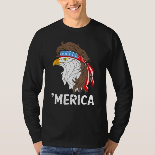 Merica Bald Eagle 4 juli Patriottisch Amerikaans F T-shirt (Voorkant)