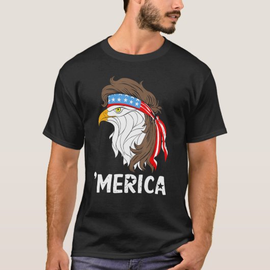 Merica Bald Eagle 4 juli Patriottisch Amerikaans F T-shirt (Voorkant)