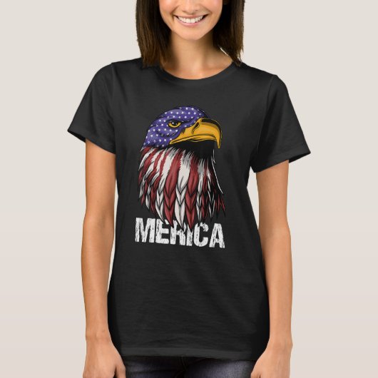 Merica Bald Eagle Independence Day Vierde juli T-shirt (Voorkant)