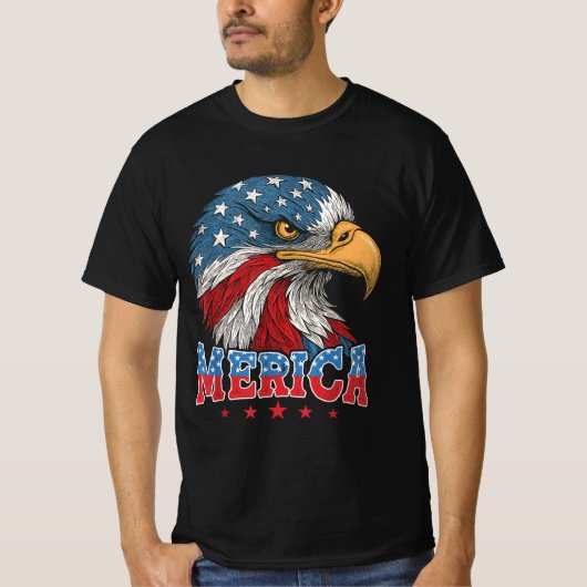 Merica Bald Eagle Patriottische Adelaar 4 juli T-shirt (Voorkant)