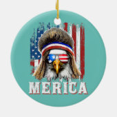 Merica Bald Eagle USA American Flag Patriotic 4th Keramisch Ornament (Achterkant)