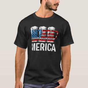 Merica Beer Amerikaanse Vlag T shirt 4th of July S