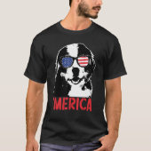 Merica Bernese Mountain Amerikaanse vlag 4 T-shirt (Voorkant)