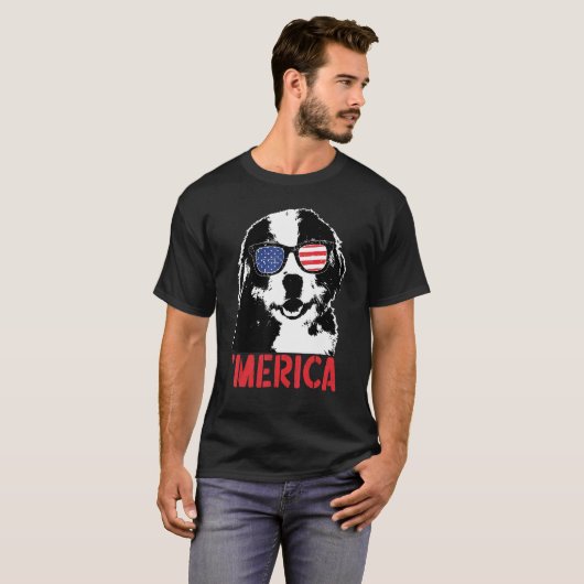 Merica Bernese Mountain Amerikaanse vlag 4 T-shirt (Voorkant volledig)