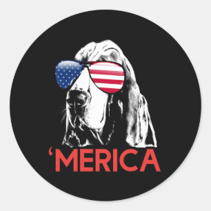 Merica Bet Hound Amerikaanse Vlag 4 Juli  Ronde Sticker