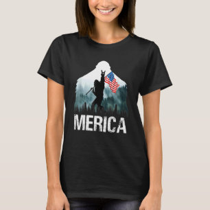Merica Big Foot 4 juli de Amerikaanse vlag Amerika T-shirt