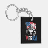 Merica Bigfoot Amerikaanse Vlag Patriottische 4e J Sleutelhanger (Voorkant Links)