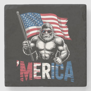 Merica Bigfoot Amerikaanse Vlag Patriottische 4e J Stenen Onderzetter