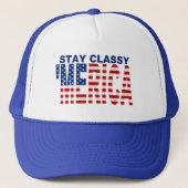 "MERICA Blijf Classy Blue Snapback Trucker Hat Trucker Pet (Voorkant)