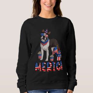 Merica Boston Terrier 4th of Juli American USA Fla Trui
