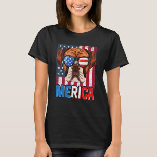 Merica Boxer Dog 4 juli Amerikaanse vlag T-shirt