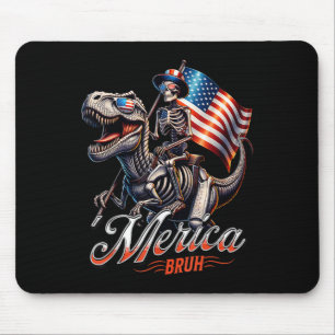 Merica Bruh Patriottisch Skelet Dinosaurus T Rex 4 Muismat