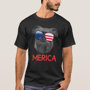 Merica Brussel Griffon Amerikaanse vlag 4 juli T-shirt