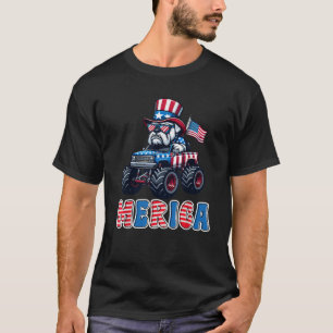 Merica Bulldog Monster Truck 4 juli Amerikaans T-shirt