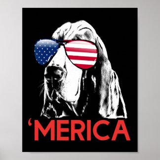 Merica Bysset Hound Amerikaanse vlag 4 juli Poster