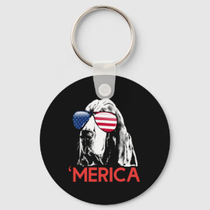 Merica Bysset Hound Amerikaanse vlag 4 juli Sleutelhanger