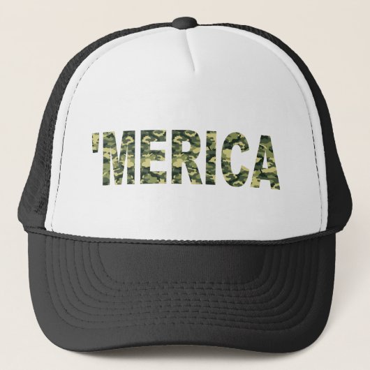 "MERICA Camo Trucker Hat Trucker Pet (Voorkant)