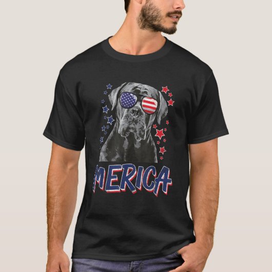 Merica Cane Corso Hond 4 Juli USA Gift T-shirt (Voorkant)